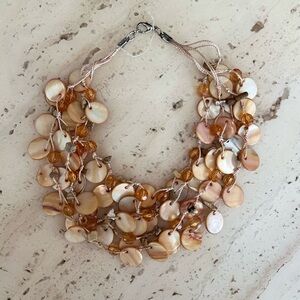 Macy's Cream and Tan Shell Necklace